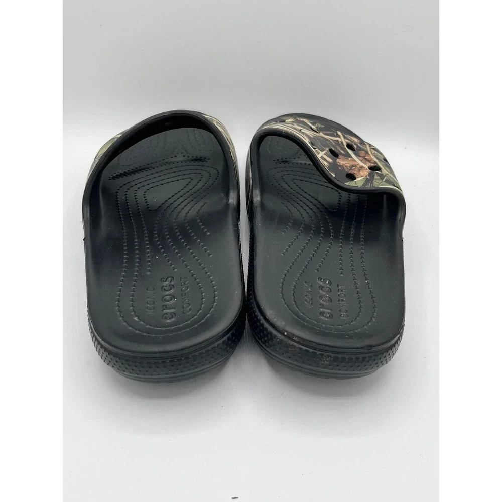 Crocs Classic Slide Men Sz 13 Black Realtree Edge Camo Sandal 206121-060